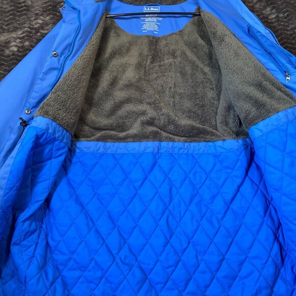 L.L. Bean Blue Hooded Raincoat Jacket Fleece Lined Womens size Medium - Picture 5 of 12